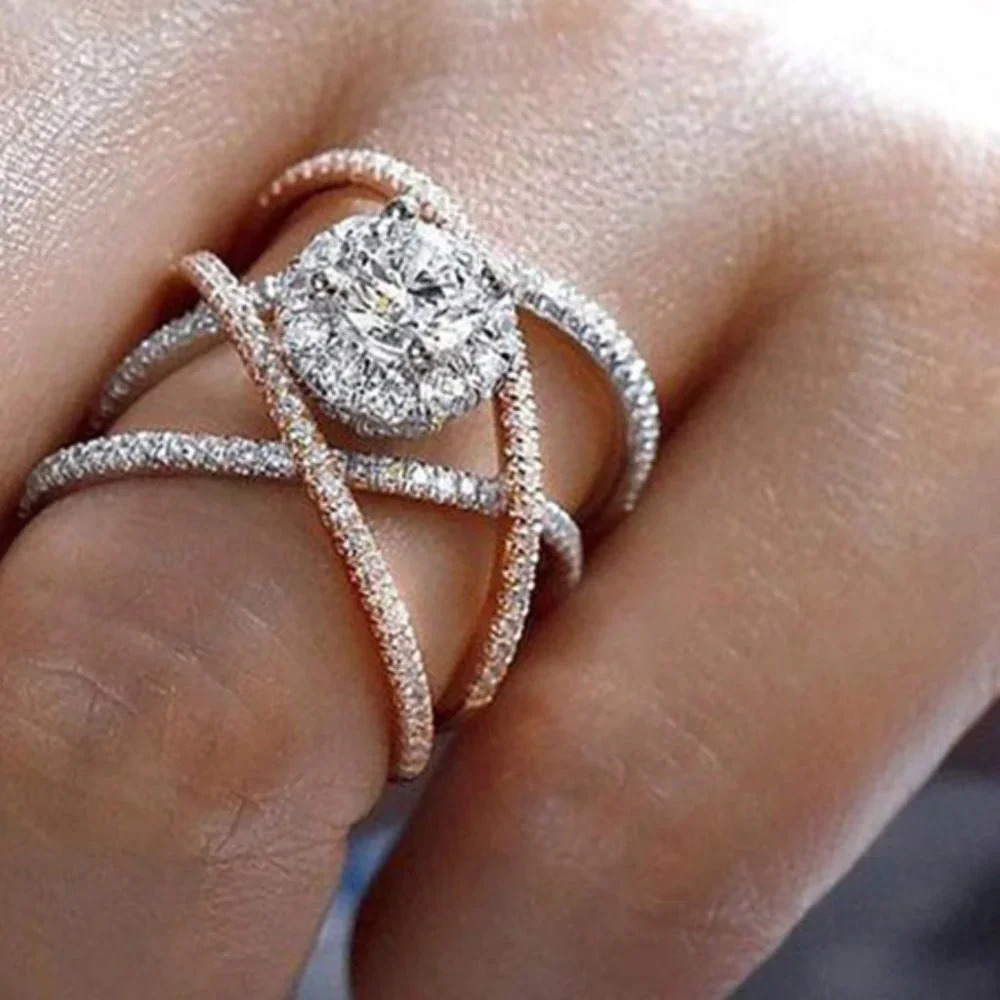 🎁 Cross Fashion Party Round Zircon Trendy Rings for Women, EVGG1139